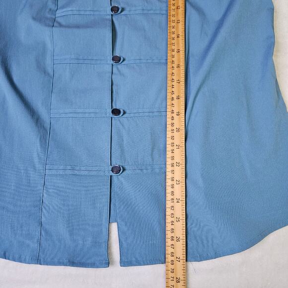 🦃 Dressbarn Plus Size Blue Career Wear Button Up Blouse Top Size 14/16 Capsule - Picture 9 of 9